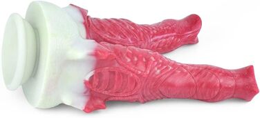 Двофалічний секс-іграшка Jixaxe з силікону, червона (для вагінальної та анальної стимуляції)