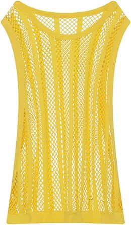 Чоловіча майка з сіткою, без рукавів, з принтом 'риба', прозора, біла (XL, жовта)