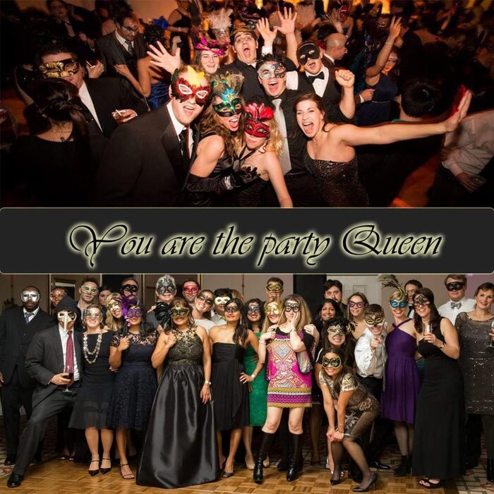 Маска для пар MYMENU, вечірня, з металу та стразів, у стилі Венеції, для прому та балу, золота