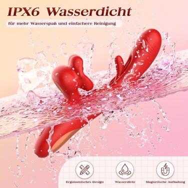 Вібратор для жінок Dildo з 7 режимами вібрації, стимулятором G-точки та клітора, рожевий