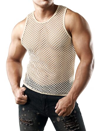 Чоловіча сітка-майка JOGAL з прозорою вставкою, бежевого кольору (S)