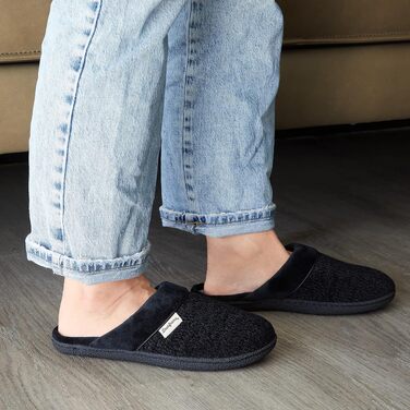 Жіночі капці-клоги Dearfoams Wide Width з chenille та стількою з стьобаної тканини, розмір 40/41 EU, чорні