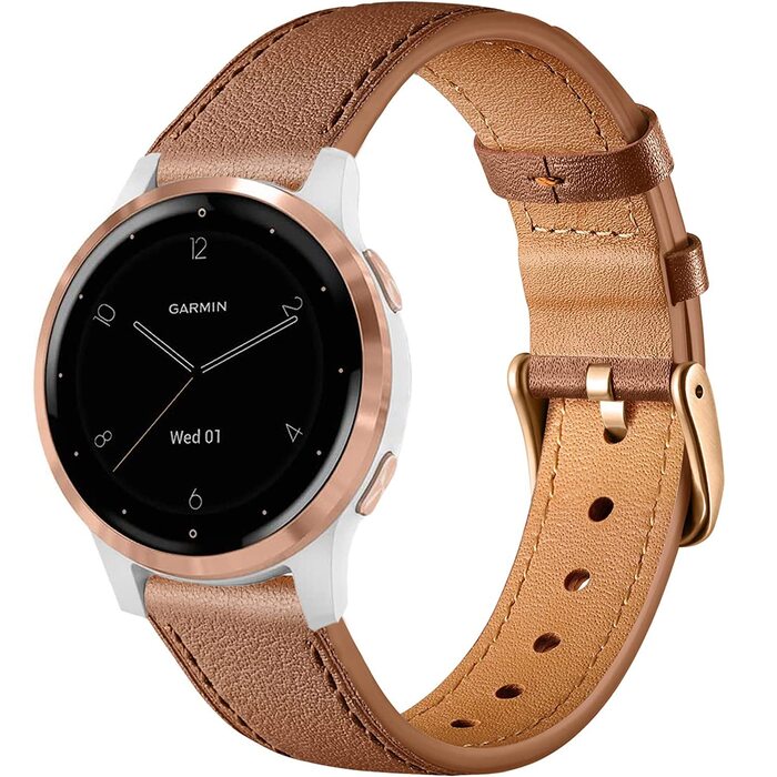 Шкіряний ремінець Issinlky 18мм для Garmin Vivoactive 4S, Venu 2S/3S, Vivomove 3S та Fossil Gen 6/5E/4/3, коричневий