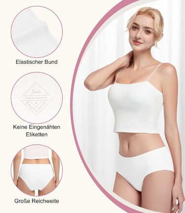 Бобель: 5 трусиків у пачці, бавовна, дихаюча тканина, м'які жіночі трусики-сліпи, еластичні (S-XXL), білі (XL)