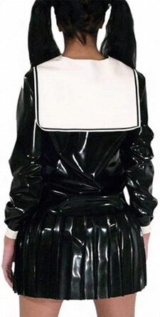 Костюм шкільної форми з латексу YZPNBW: міні-спідниця, ролеві ігри, чорно-білий комплект для дорослих