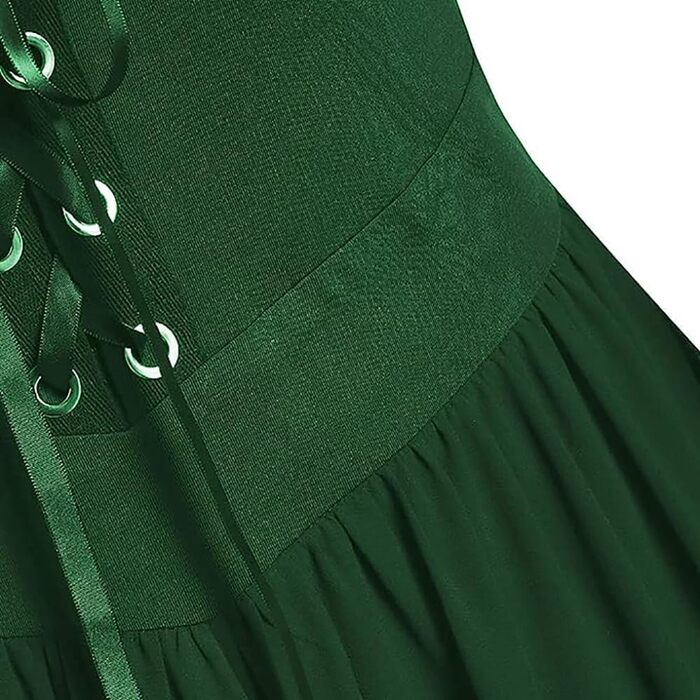 CHARMMA Готичне вечірнє плаття на Хелловін для жінок, великі розміри, A-силует, шнурівка, максі з рукавами-крильцями, вінтажне плаття відьми, косплей, клуб, вечірня сукня (лісовий зелений, XL)