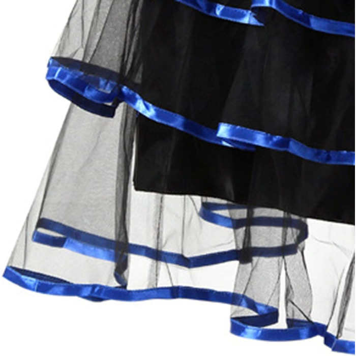 Жіноче корсетне бюстгальтер з мережива, повномірний, з кісточками, вінтажний корсет, корсаж, костюм на Хелловін, блакитний (M)