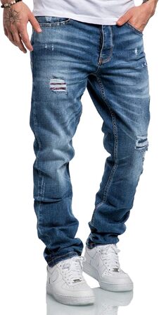 Чоловічі джинси Amaci&Sons Regular Straight Fit з ефектом Destroyed, світло-блакитні, модель 7984 (32W/32L)