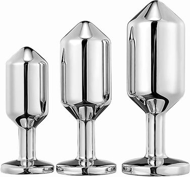 Анальний плагін Linman Metall Konischer для жінок. 3 розміри, діамантовий цоколь. Холодна та гаряча стимуляція. SM-іграшка. Анальні розширювачі. (Синій)