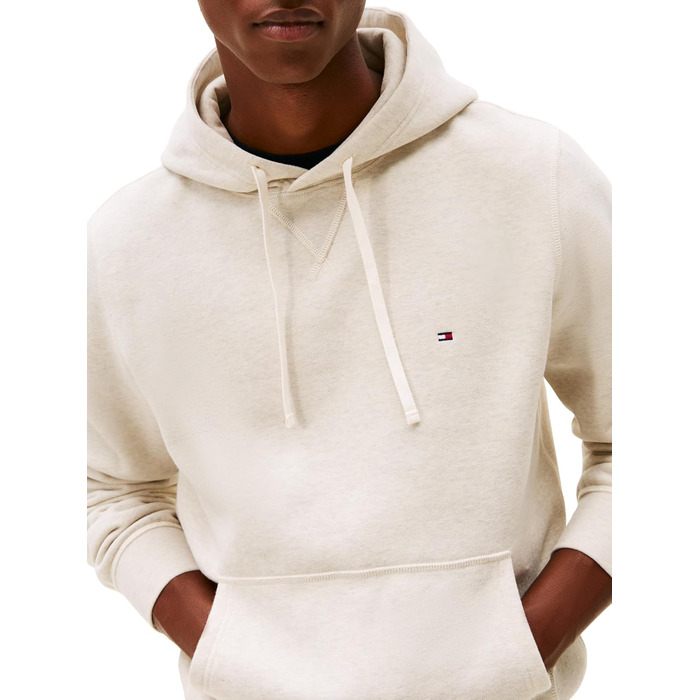 Чоловічий худі Tommy Hilfiger Seasonal Fleece з кишенею-кенгуру, бежевий (Heathered Oatmilk), розмір XXL