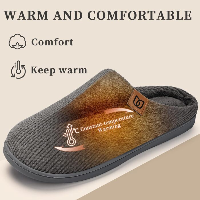 Чоловічі капці WateLves з вельвету та піною Memory Foam, теплі домашні та вуличні тапочки в смужку, сірі, розмір 44/45 EU