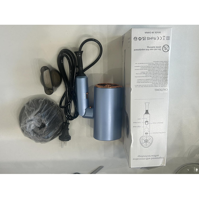 Професійний іонний фен для волосся 2000W з дифузором, 3 режими повітряного потоку, функція холодного обдуву та захист від перегріву, складаний, синій