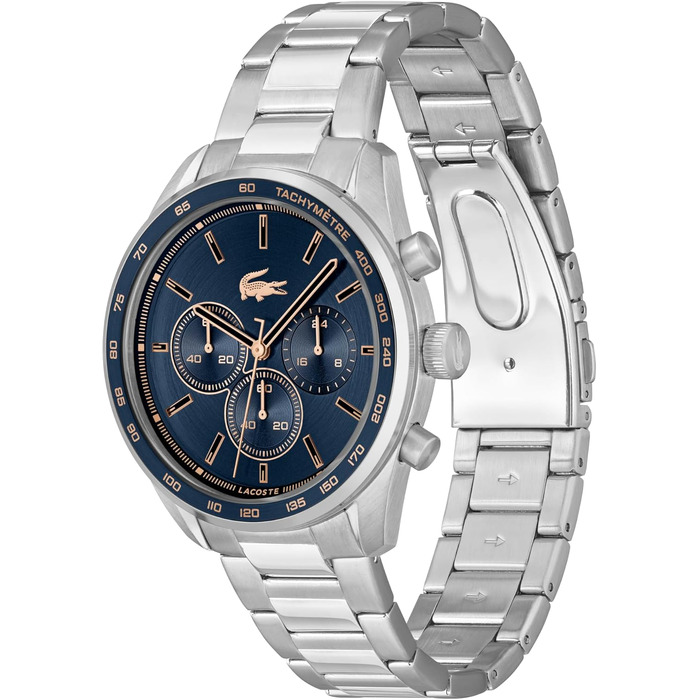 Чоловічий годинник Lacoste Chronograph з колекції Boston, кварцовий, зі сталевим браслетом Mesh (темно-синій, Metal)