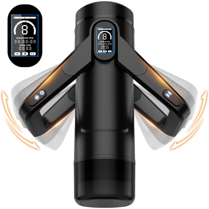 Інтимна іграшка для чоловіків Eanatoys з 9 вібраціями, телескопічною функцією, 3D-реалістичною вагіною та LCD-дисплеєм. Чорний колір