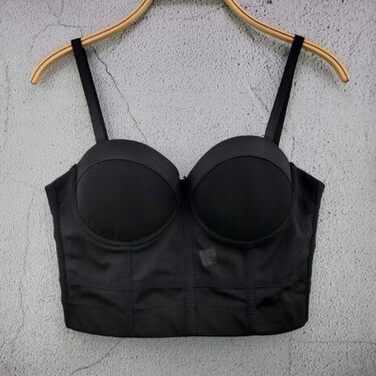 Чорний корсет-топ бюстгальтер з бретелями для жінок, кроп-топ, корсаж, обтягуючий жилет, розмір XS