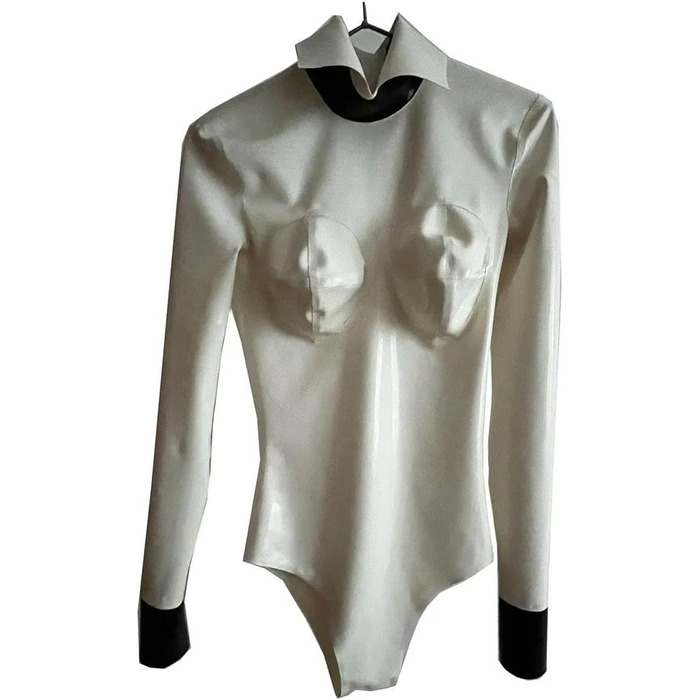 Латексний боді з 3D-грудьми для чоловіків та жінок, білий, ручної роботи, XXXL