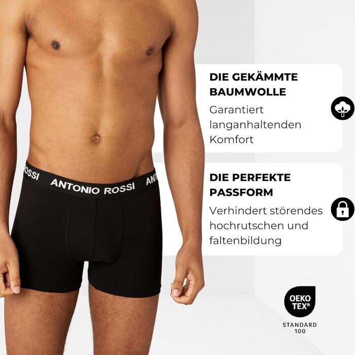 Боксерки чоловічі Antonio Rossi (12 шт.) - Multipack, чорний, сірий, білий, еластичний пояс