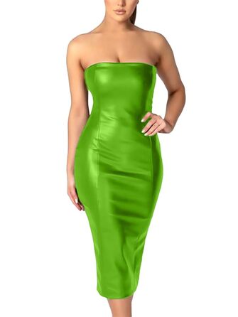 Сукня Onsoyours з еластичної шкіри, облягаюча, на тонких бретелях, міді, зелена (M)