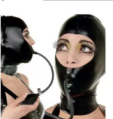 Костюм з латексу та маска з латексу GAYLOP - чорний, з вирізами для очей, носа та рота