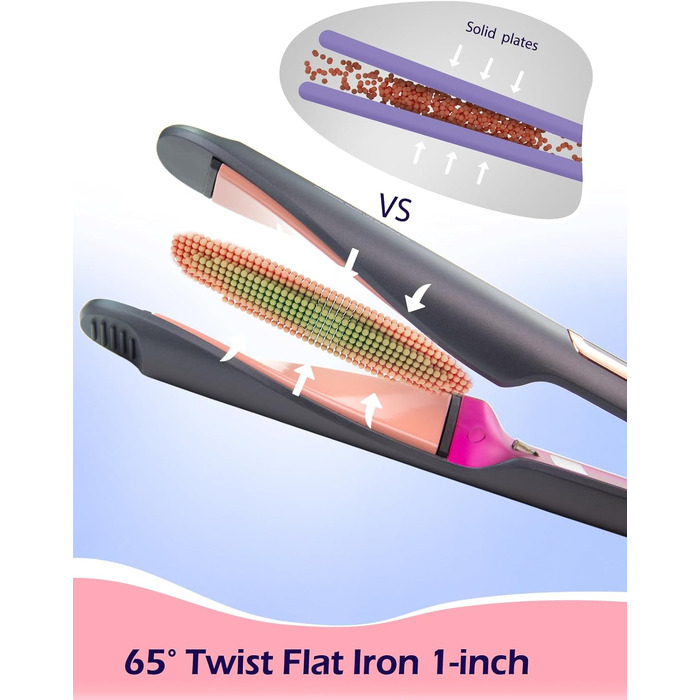 Випрямляч та плойка для волосся 2 в 1 ANGENIL Pro Twist, керамічний стайлер з LCD-дисплеєм та регулюванням температури (130°C-230°C), колір Iron Grey, HY-099