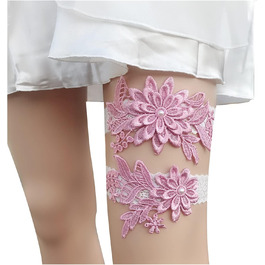 Стрічка на ногу для нареченої ACiyD, мереживна стрічка для весілля, балу, наголовник (колір: рожевий)