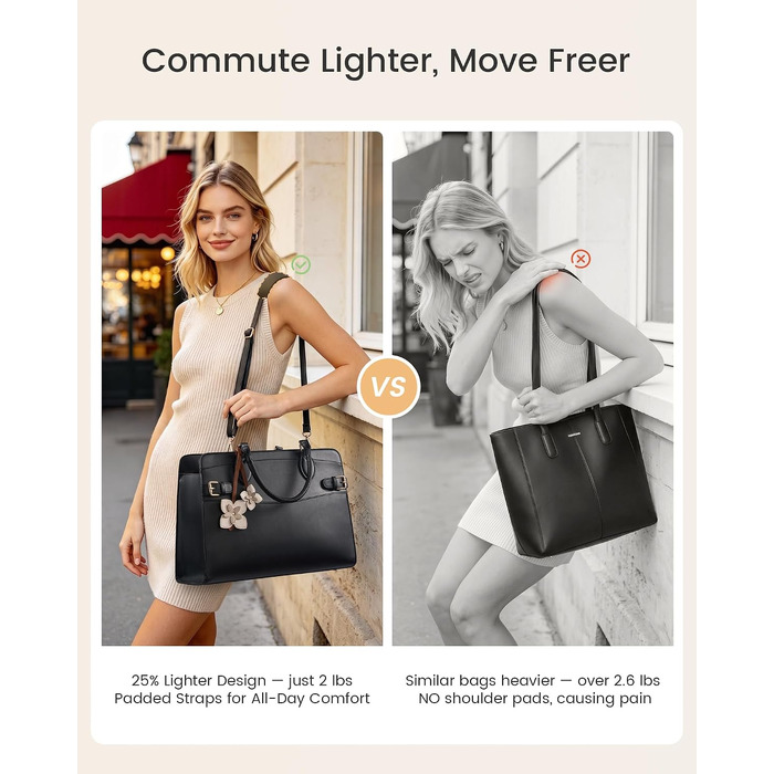 Жіноча сумка для ноутбука LOVEVOOK 15.6 дюймів, елегантна робоча сумка-тоут (колір: тауп)