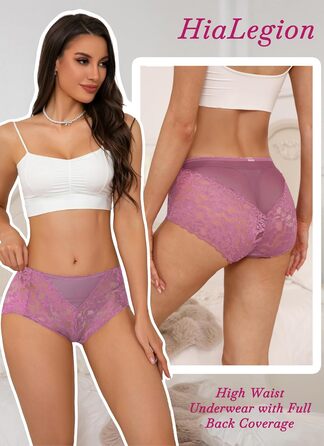 Слідки жіночі мереживні безшовні з високою талією, великі розміри (S-4XL), 6 шт. в наборі (чорний/бірюзовий/червоний/синій/фіолетовий/нюд)