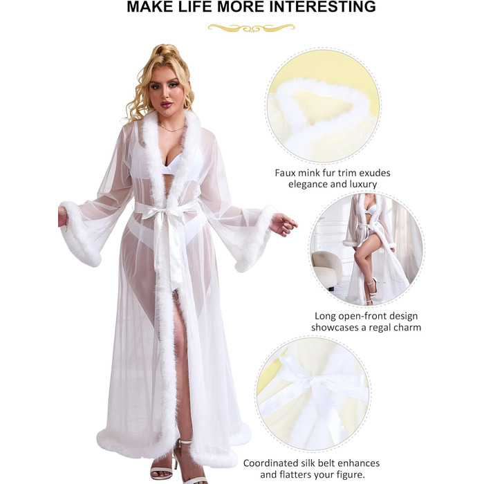 Штани-комбінезон з пір'я Ohyeahlady для жінок, сексуальний халат кімоно, довгий прозорий мереживний халат, пір'яний халат, жіноча нічна сорочка великих розмірів, бікіні, покриття для купальника, нігліж, халат з поясом, пляжне плаття, подарунок на День свя