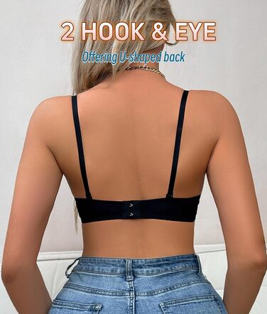 Бюстгальтер жіночий з пуш-ап, мереживний, з глибоким V-подібним вирізом, чорний (85B)