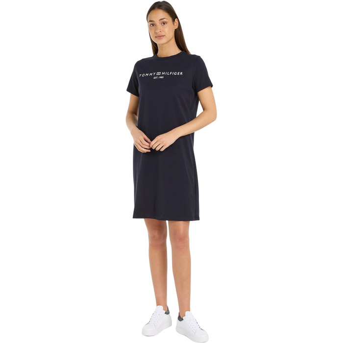 Сукня-футболка Tommy Hilfiger жіноча блакитна (Desert Sky) з коротким рукавом, бавовна, літня, розмір M