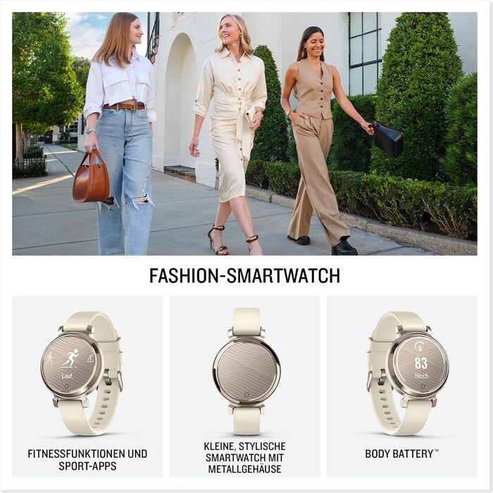 Жіночий смарт-годинник Garmin Lily 2 Cream Gold: сенсорний дисплей 2,54 см, моніторинг здоров'я та фітнесу, смарт-сповіщення, до 5 днів автономної роботи