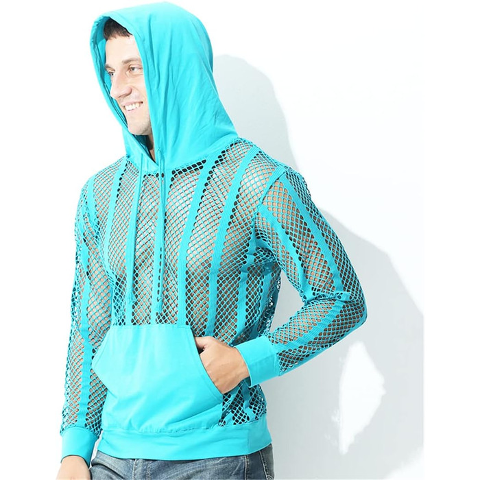 Чоловіча сітчаста сорочка Bollrllr з довгим рукавом, прозора, для вечірок та клубів, комплект з 1 шт.