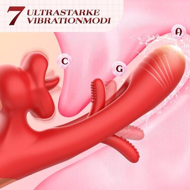 Вібратор для жінок Dildo з 7 режимами вібрації, стимулятором G-точки та клітора, рожевий