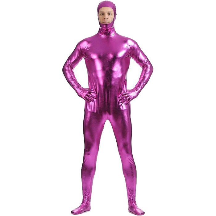 Чоловічий латексний комбінезон з відкритим обличчям - фіолетовий (DS, Halloween, клубний)