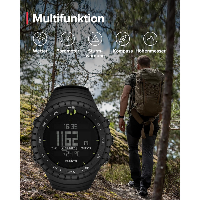 Спортивний багатофункціональний годинник для активного відпочинку Suunto Core All Black (унісекс)