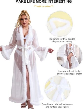 Штани-комбінезон з пір'я Ohyeahlady для жінок, сексуальний халат кімоно, довгий прозорий мереживний халат, пір'яний халат, жіноча нічна сорочка великих розмірів, бікіні, покриття для купальника, нігліж, халат з поясом, пляжне плаття, подарунок на День свя