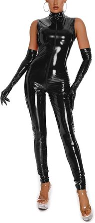 Комбінезон жіночий без рукавів GRRKDFQ Eische з блискавкою в паховій області (Чорний, S)