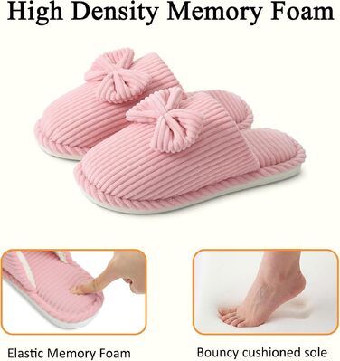 Жіночі зимові капці Coswind з ефектом пам'яті Memory Foam, плюшева підкладка та вельветовий верх, рожеві (розмір 36.5/38 EU)