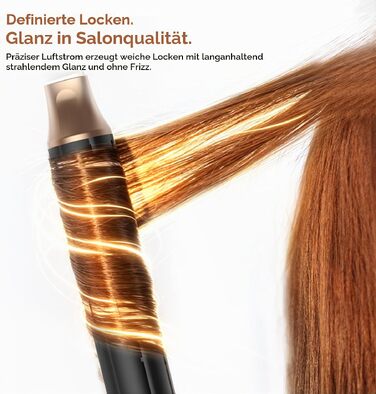 Мультистайлер для волосся 6 в 1 UKLISS Air Styler Set з дифузором, LCD-дисплеєм та насадами для завивки, сушіння та вирівнювання, 1000 Вт, Gold Blue