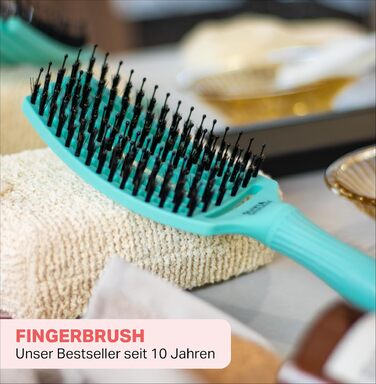 Щітка для волосся Olivia Garden Fingerbrush Care Iconic (Mint, Medium) — розплутуюча щітка з щетиною кабана та нейлоном для блиску та гладкого стайлінгу