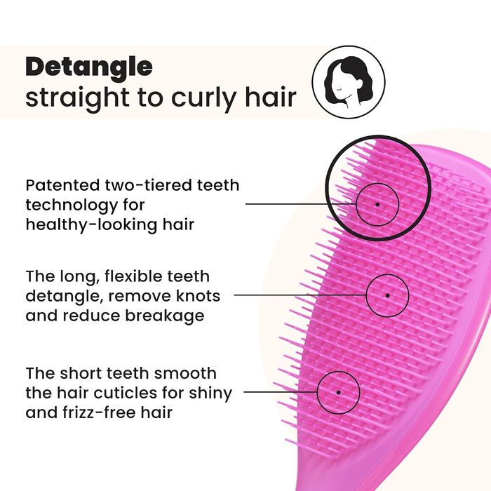 Щітка для волосся Tangle Teezer The Ultimate Detangler для вологого та сухого волосся, розплутувач для густого, кучерявого та довгого волосся, Runway Pink
