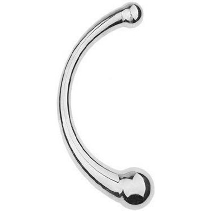 Анальний дildo з нержавіючої сталі з двома наконечниками для пар, масаж G-точки, сталевий фетиш, L, сріблястий