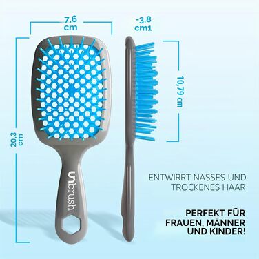 Масажна щітка для волосся FHI Heat UNbrush для розплутування вологого та сухого волосся, антистатичні щетинки DuoFlex, світло-блакитний колір