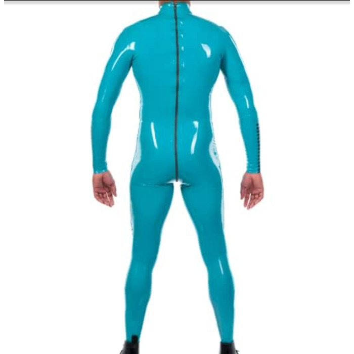 Комбінезон з латексу блакитного кольору для чоловіків, латексний костюм для ролевих ігор та вечірок, розмір XL