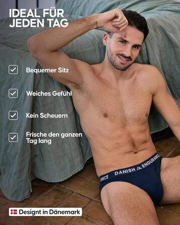 Слип чоловічий DANISH ENDURANCE 6 шт. з бамбука, чорний XXL | М'який, з еластичностью, без етикетки