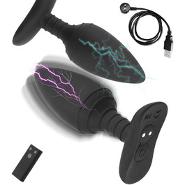 Jpscor Elektro Shock Silikon Анаlvibrator з 10 режимів вібрації та електричною стимуляцією, з пультом дистанційного керування. Іграшка для дорослих для чоловіків та жінок.