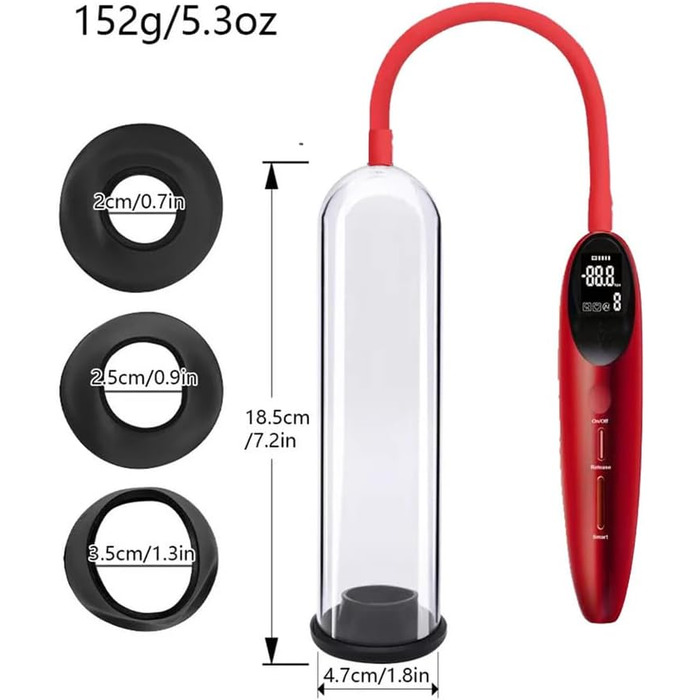 Електричний вакуумний насос для збільшення пеніса Jpscor: 3 силіконові насадки, для ерекції та покращення потенції