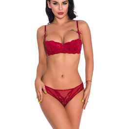 Сексуальний комплект білизни Bluewhalebaby: бюстгальтер push-up та труси з мережива (глітч та панчохи опціонально), 70A