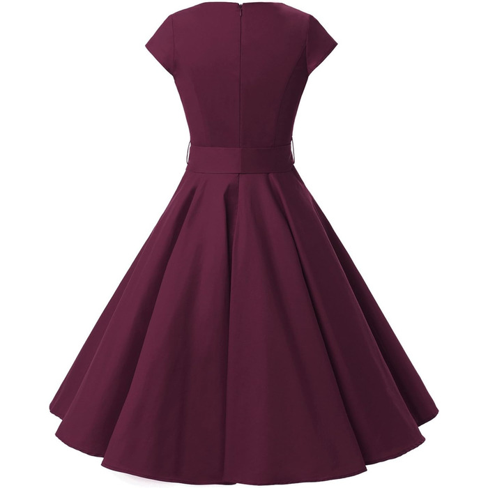 Сукня Dressystar вінтажна 50-х років з короткими рукавами в горошок, Burgundy XL