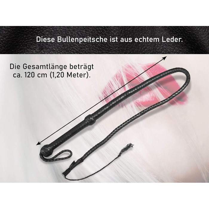 Кожаний батіг Bull Whip 120 см: міцний, з одним кінчиком, створює гучний звук